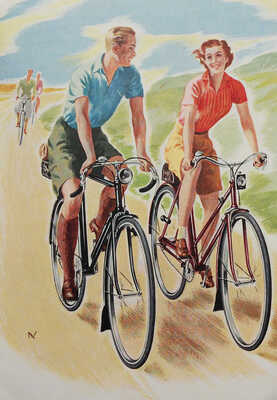 [Велосипедный пин-ап]. Here come the Dunlop sports and racing tyres. London: Dunlop rubber co. ltd., [б. г.]